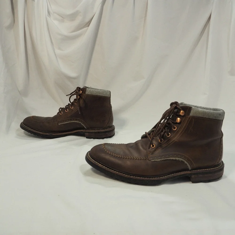 Woolrich Woodwright Boots Mens 9.5 Brown Leather Wool Lined Moc Toe Lace Up